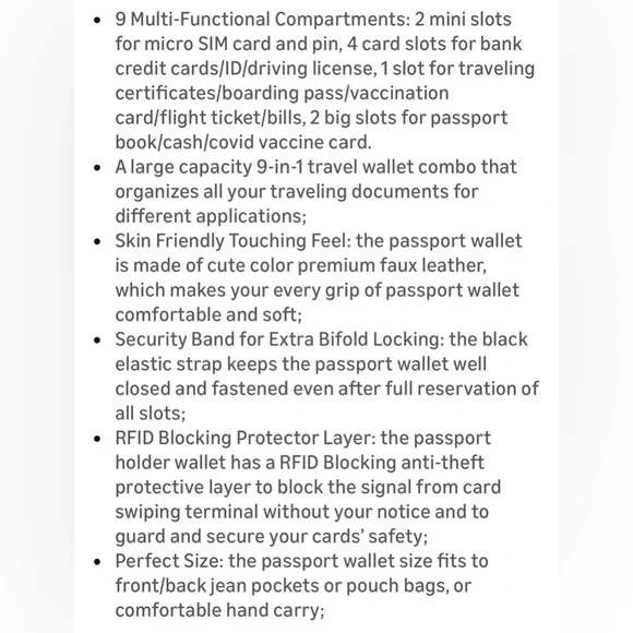 Passport Wallet Black RFID Blocking NWT - Picture 5 of 6